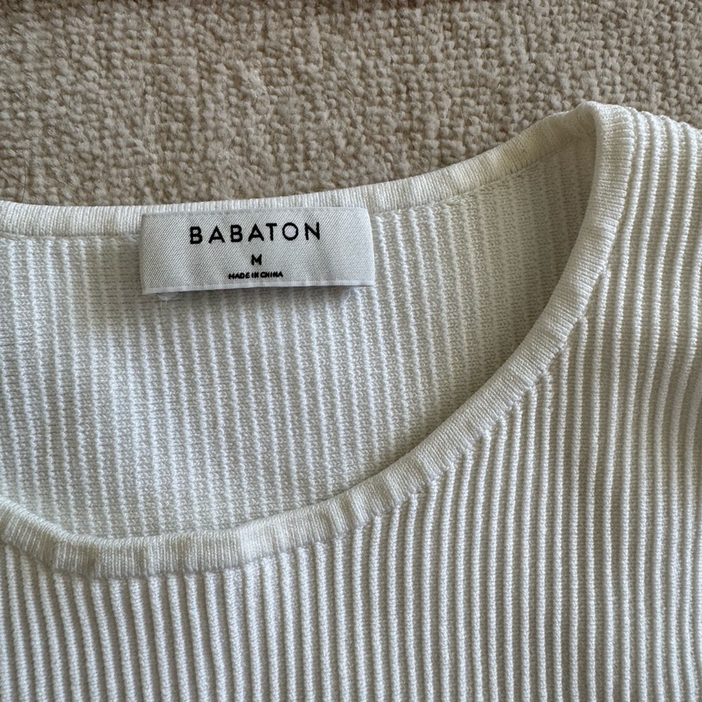 Babton White Ribbed Cropped Tank - Picture 2 of 3